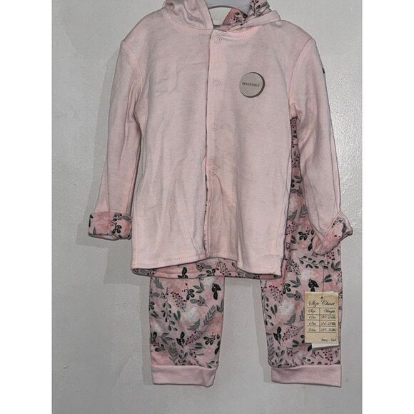 Harry & Violet Reversible Hooded Jacket & Pants Set Pink Dragonfly 18-24 Months - Picture 1 of 5